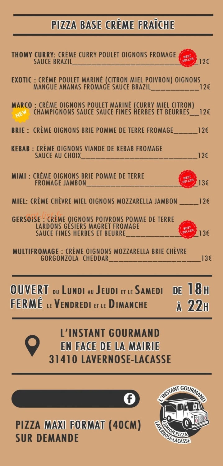 L'instant Gourmand — carte page 2