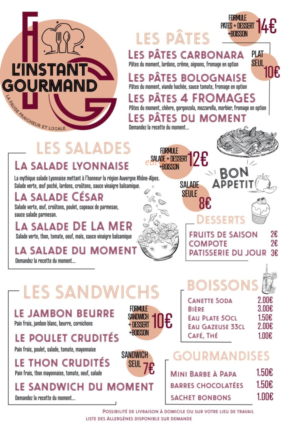 L'instant Gourmand — carte page 1
