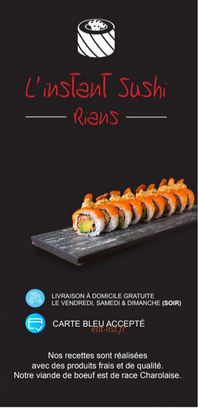 L'Instant Sushi — carte page 1