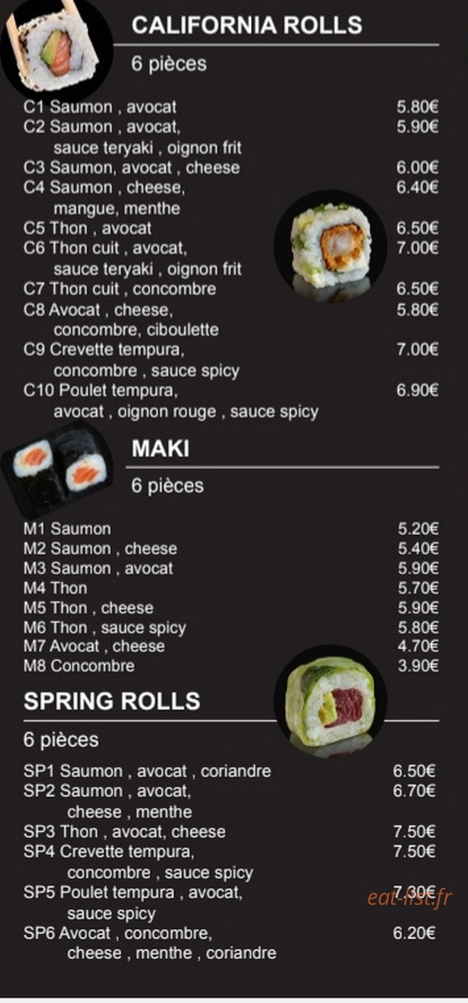 L'Instant Sushi — carte page 2
