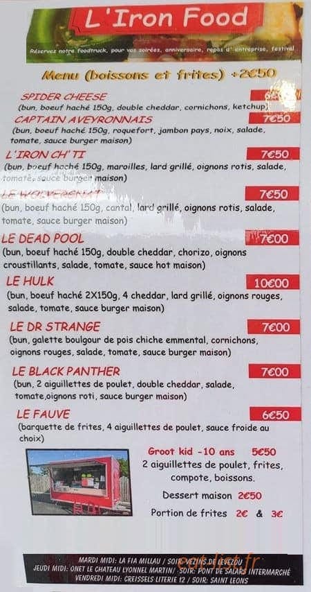 L' Iron food — carte page 2
