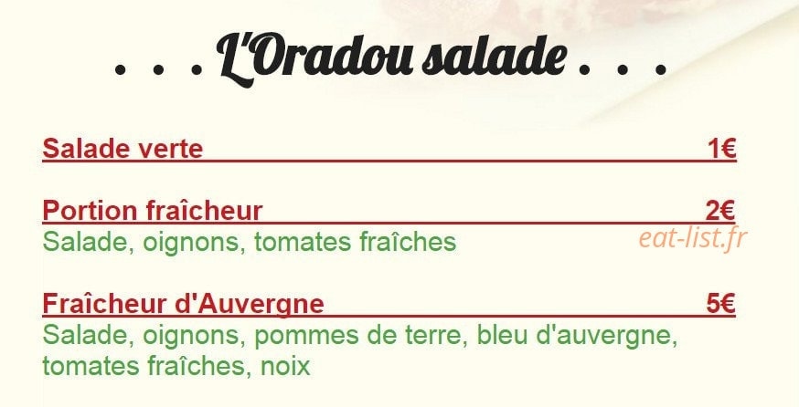 L' Oradou Pizzas — carte page 2