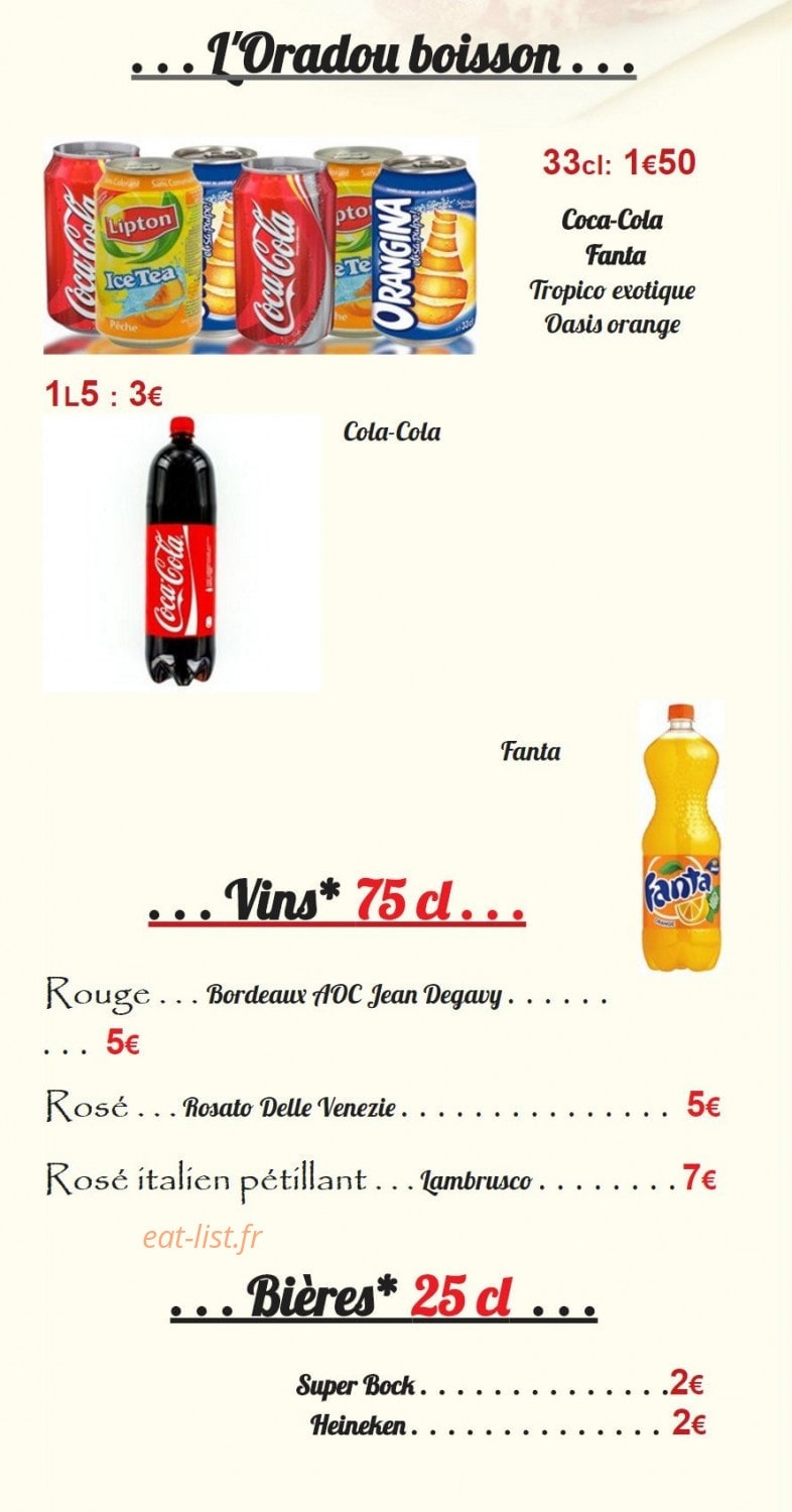 L' Oradou Pizzas — carte page 3