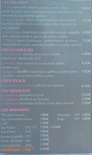L'original cook — carte page 1