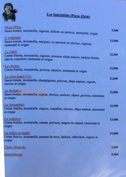 L'original snack — carte page 1
