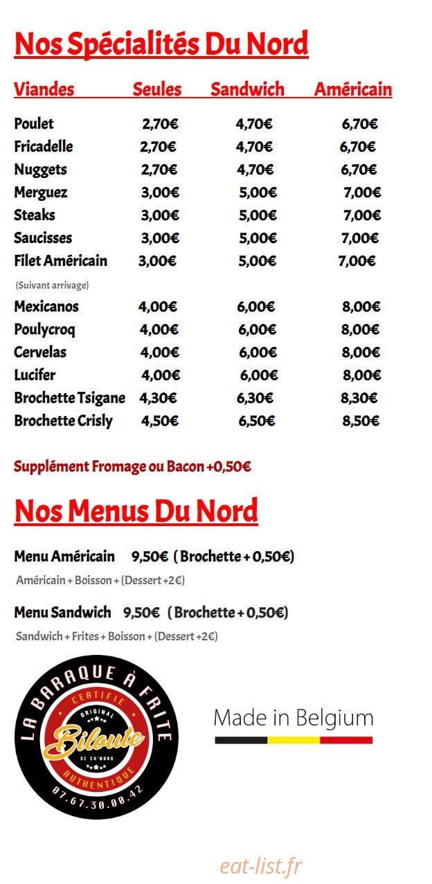 La Baraque À Frite — carte page 2