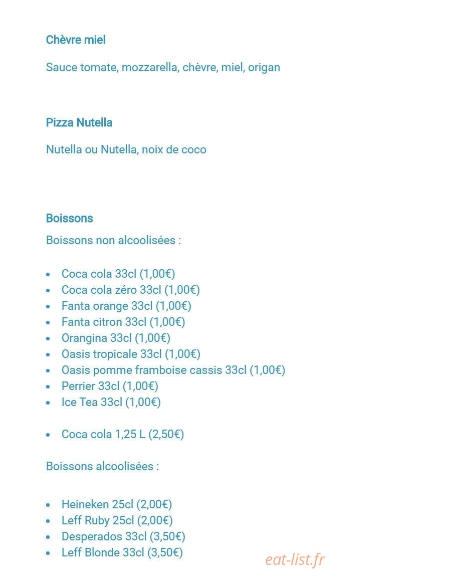 La Belle Pizza 28 — carte page 3