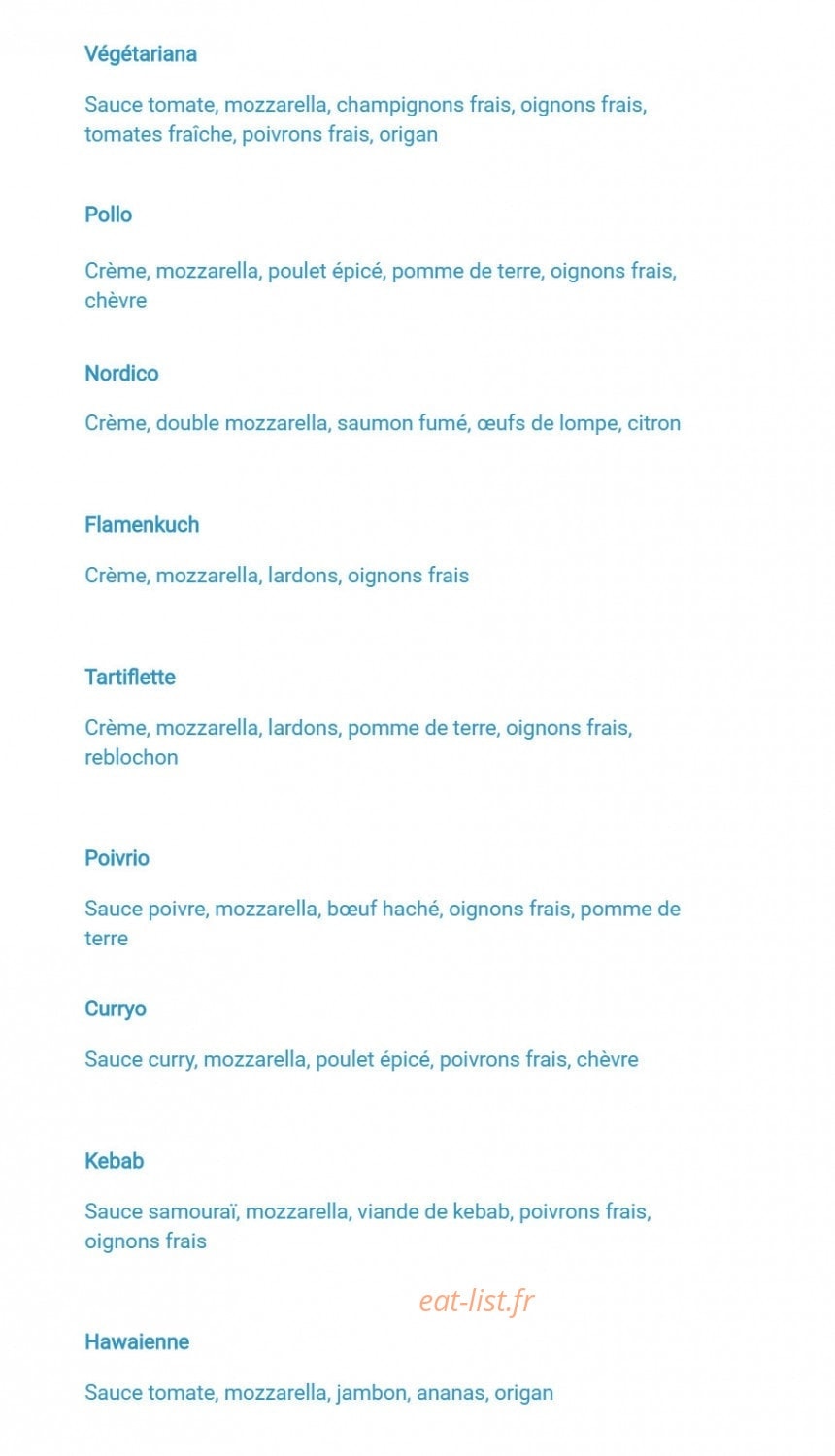 La Belle Pizza 28 — carte page 2