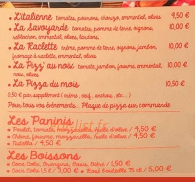 La Boîte à pizz' — carte page 2