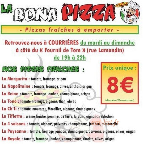 La bona Pizza — carte page 1