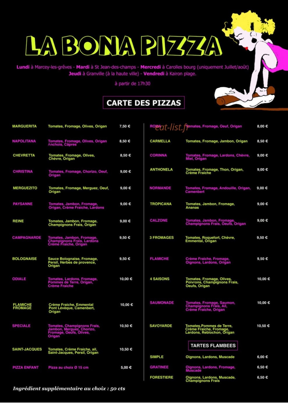 La Bona Pizza — carte page 1