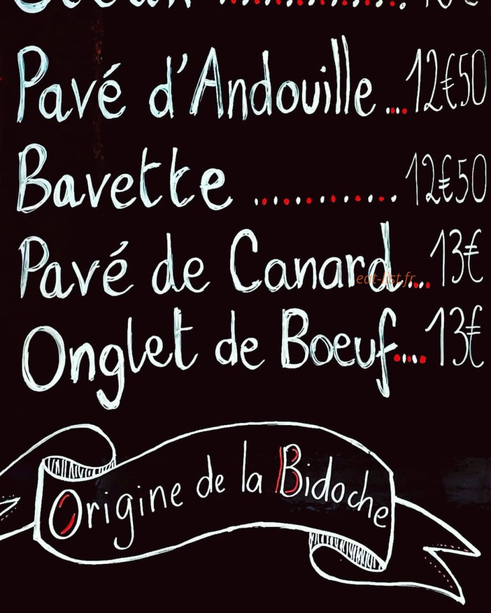 La Bonne Bidoche — carte page 1