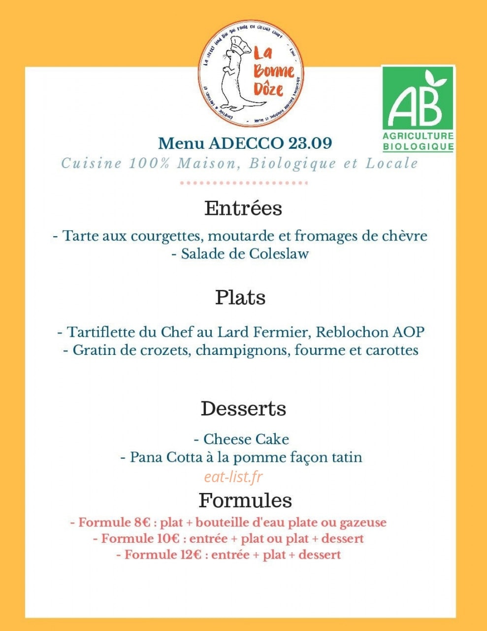 La Bonne Dôze — carte page 1