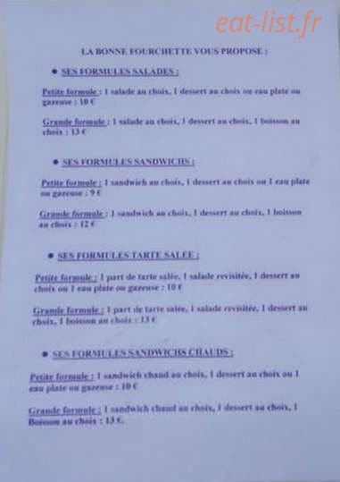 La Bonne Fourchette — carte page 2