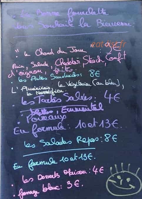 La Bonne Fourchette — carte page 1