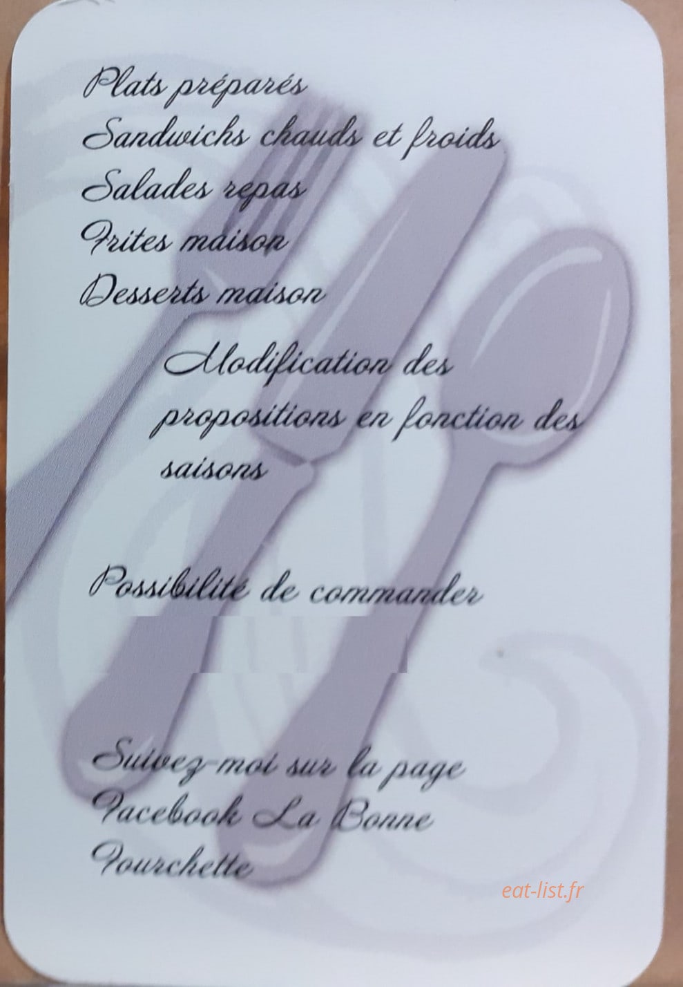 La Bonne Fourchette — carte page 2