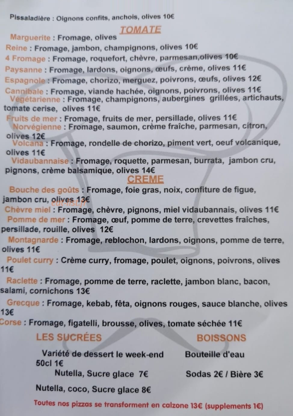 La Bouche Des Goûts — carte page 1