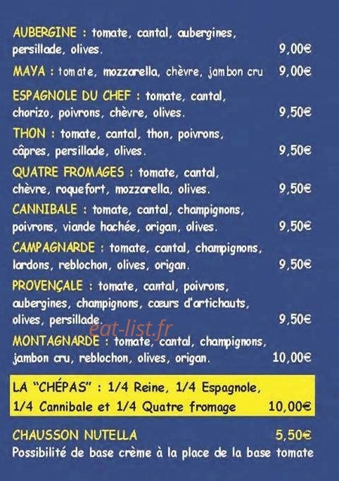 La Boule à Pizza — carte page 2