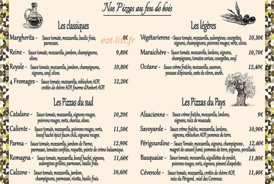 La Braise à Pizza — carte page 1