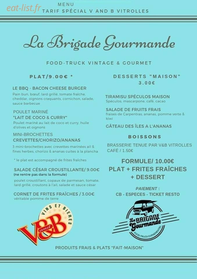 La Brigade Gourmande Food — carte page 1