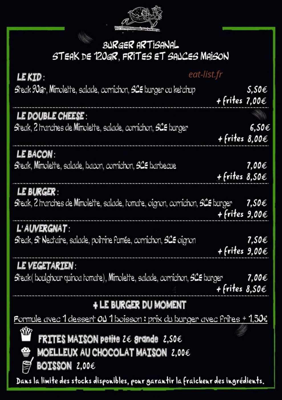 La Burgerie Mobile — carte page 2