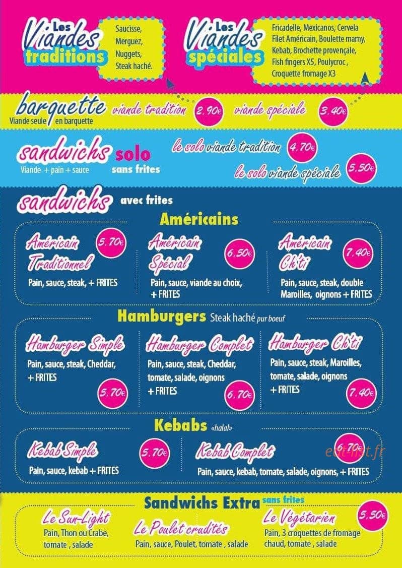 La Cabane à Frites — carte page 3
