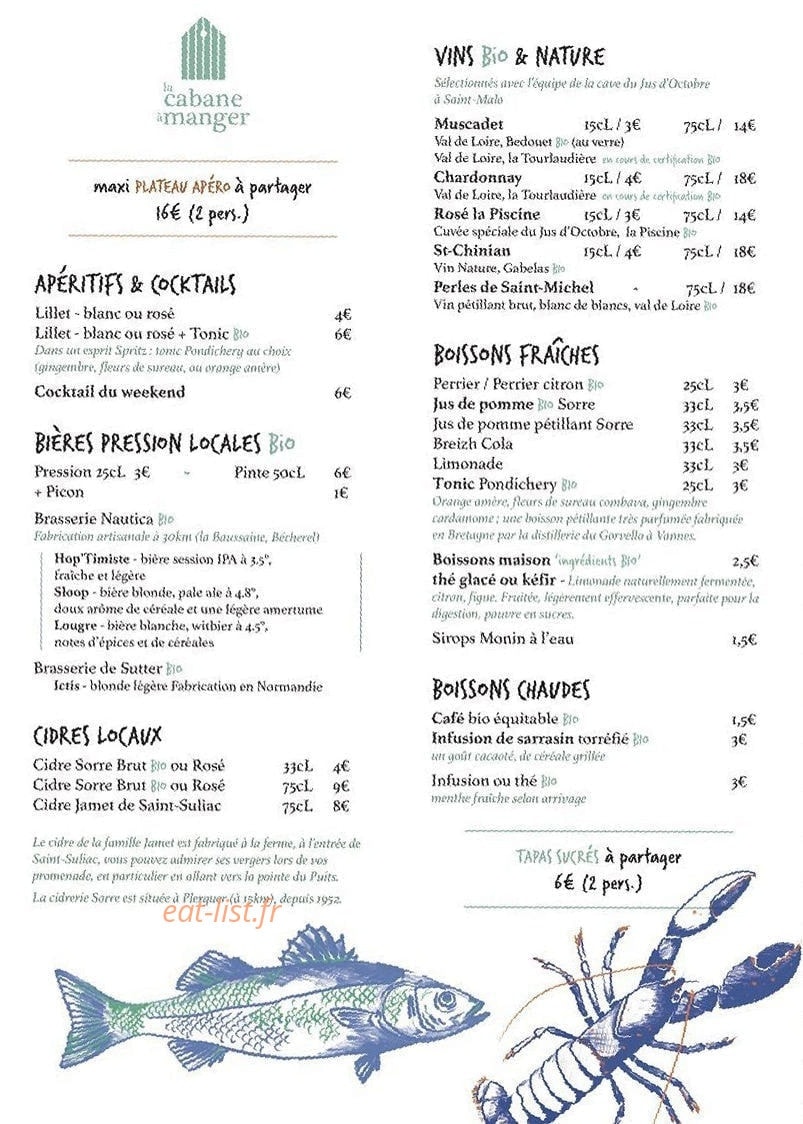 La Cabane à Manger — carte page 2