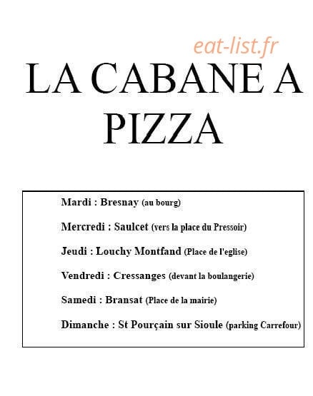La Cabane A Pizza — carte page 1