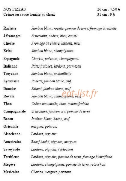La Cabane A Pizza — carte page 2