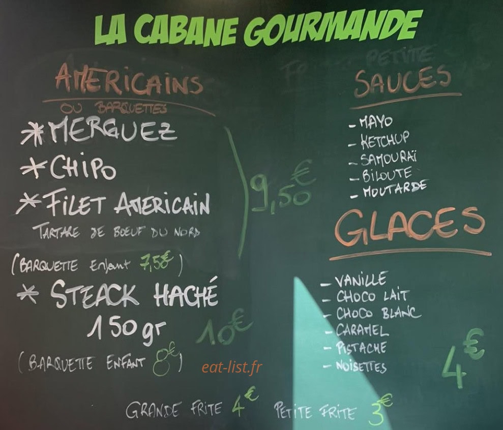 La Cabane Gourmande — carte page 1