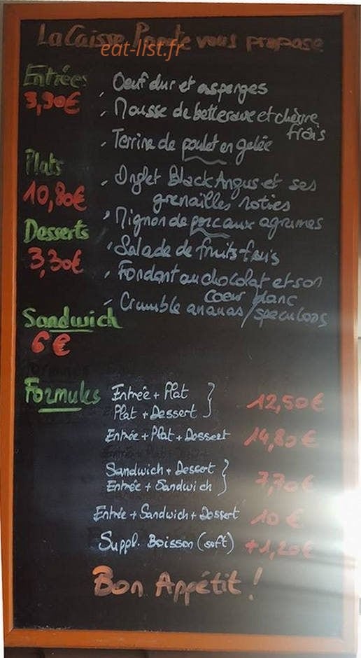La Caisse Popote — carte page 1
