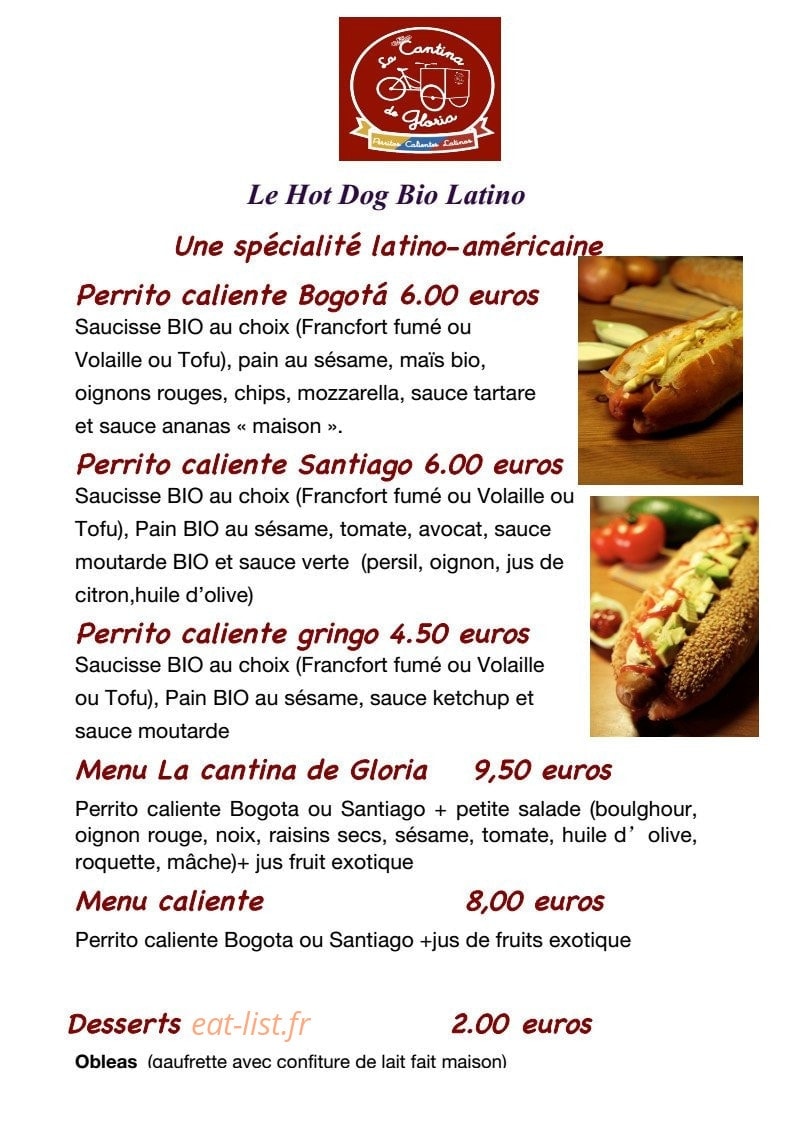 La Cantina de Gloria — carte page 1