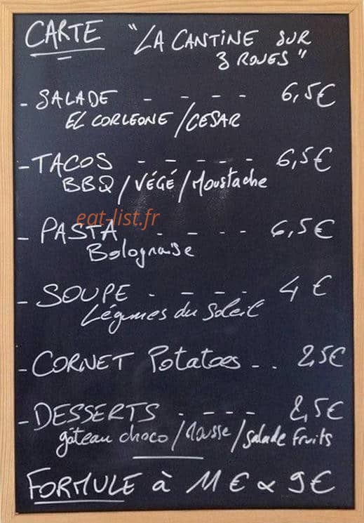 La Cantine Sur 3 Roues — carte page 1