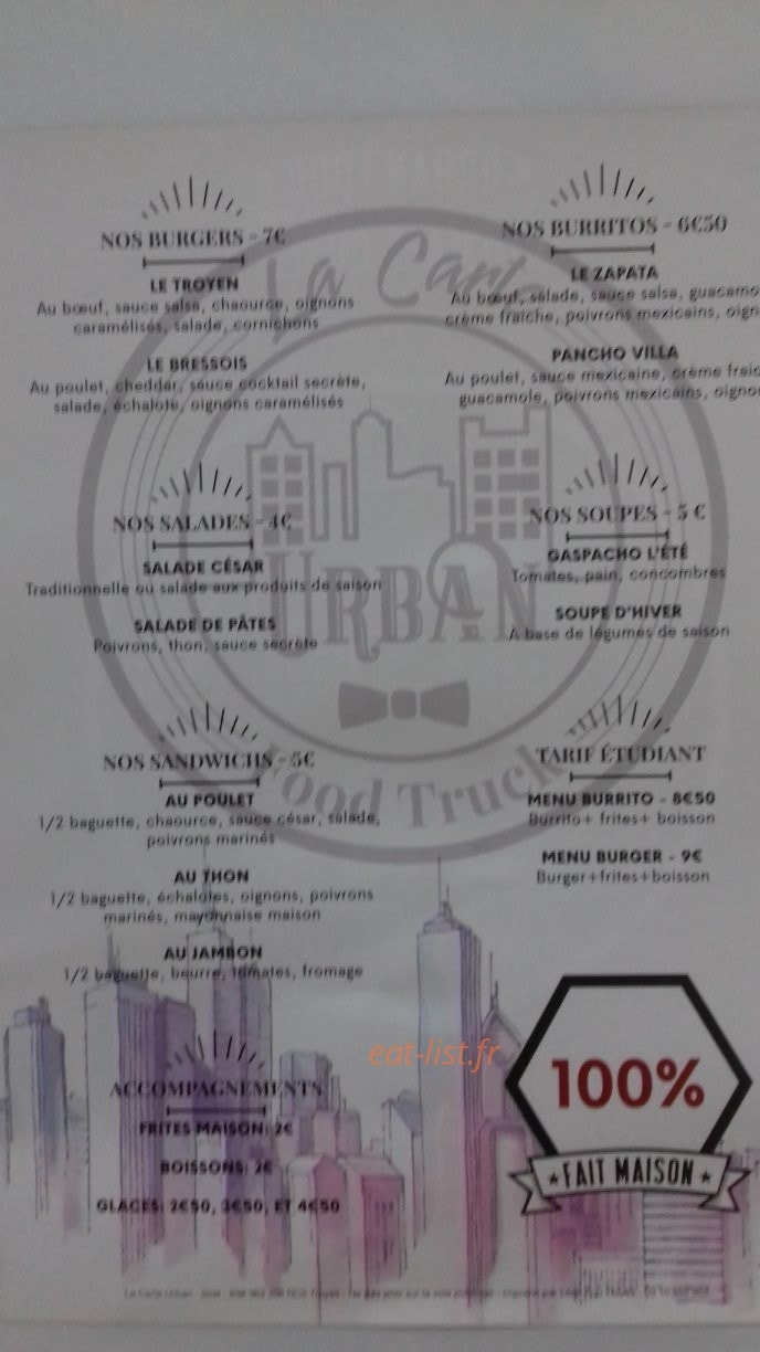 La Carte Urban — carte page 2