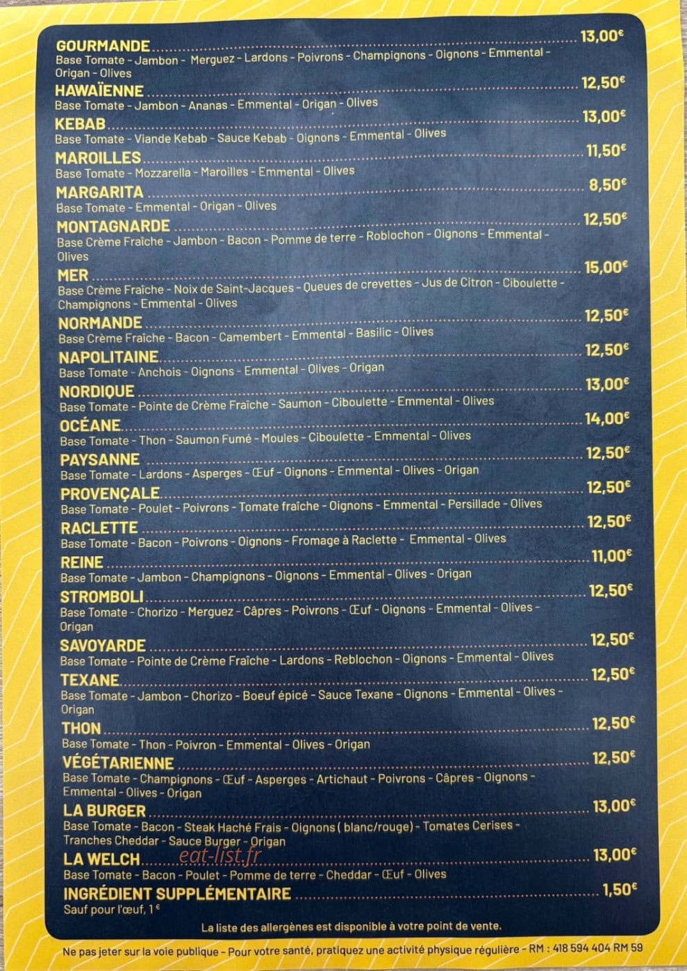 La Casa Pizzeria — carte page 2