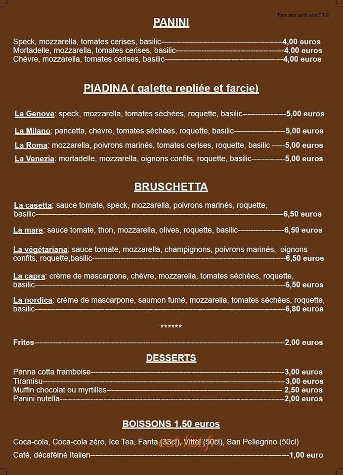 La Casetta — carte page 2