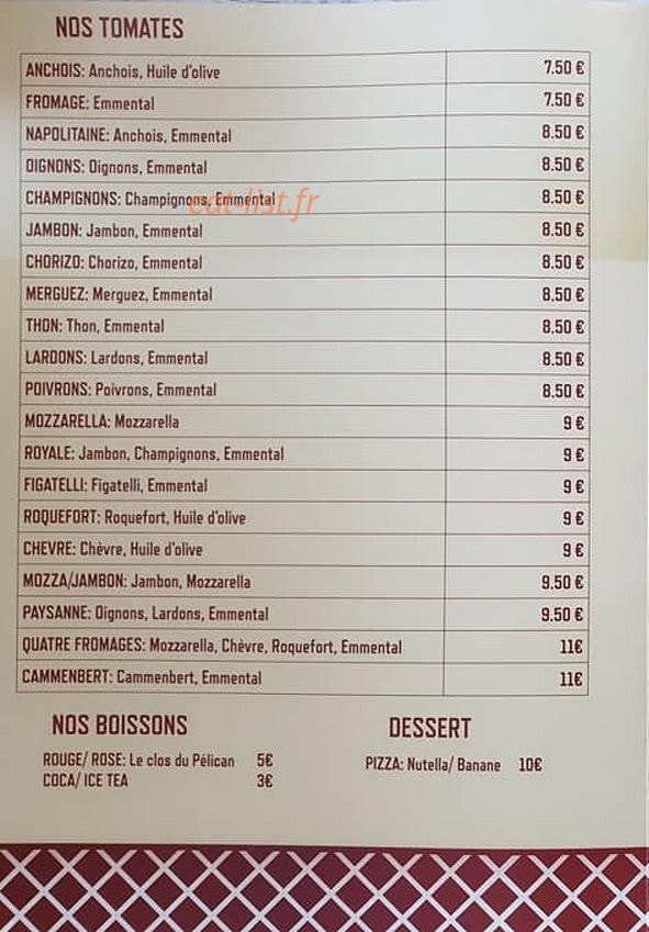 La cave à pizza — carte page 3