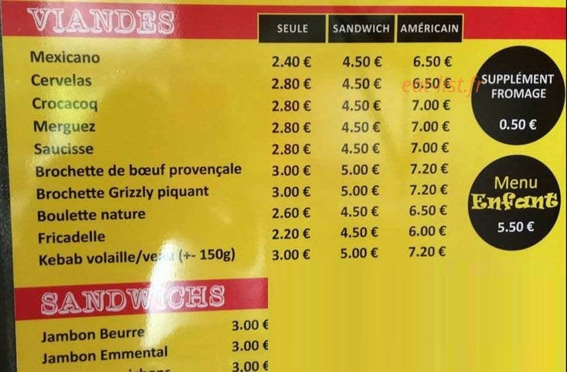 La Ch'tite Frite De Ludo — carte page 2