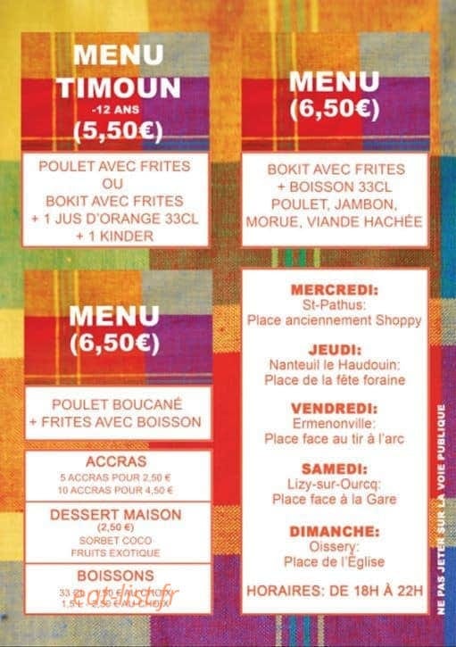 La chaleur des iles — carte page 1