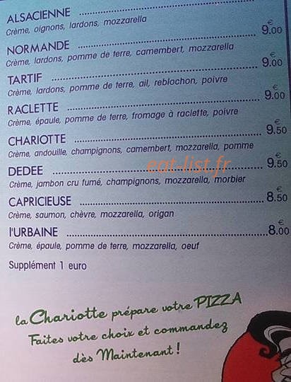La Chariotte à Pizza — carte page 2