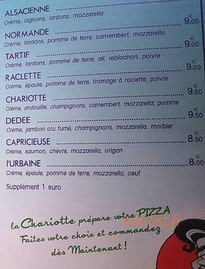 La Chariotte A Pizza — carte page 2