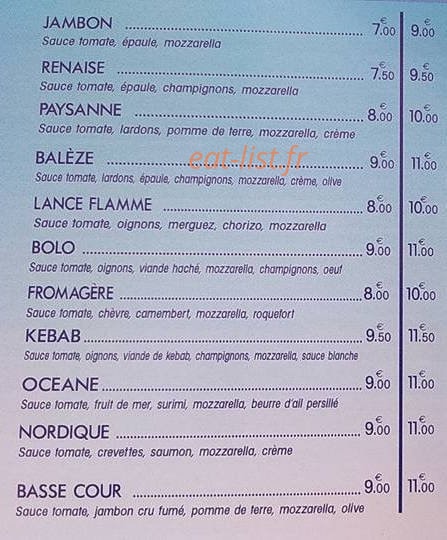 La Chariotte A Pizza — carte page 1