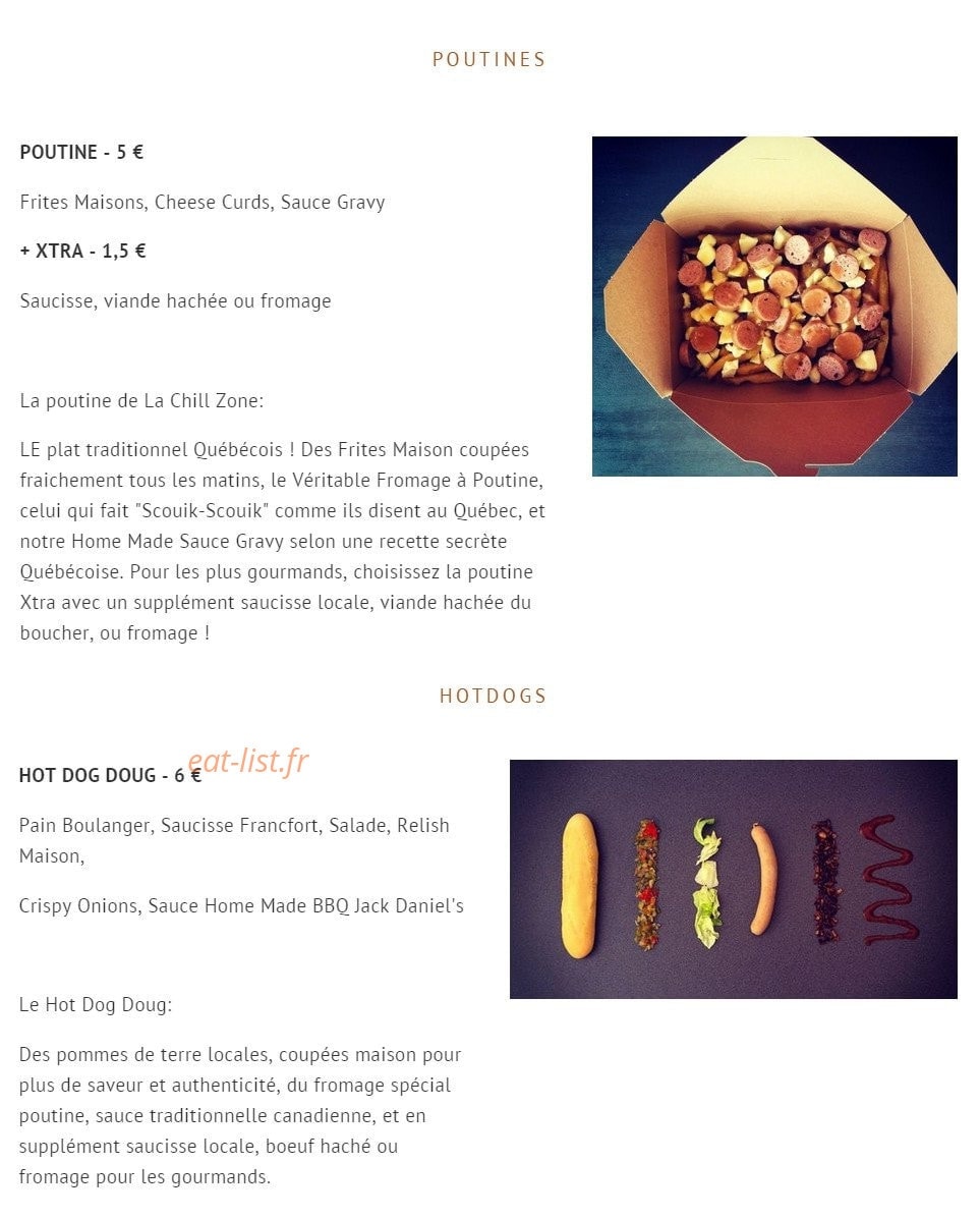 La Chill Zone — carte page 1