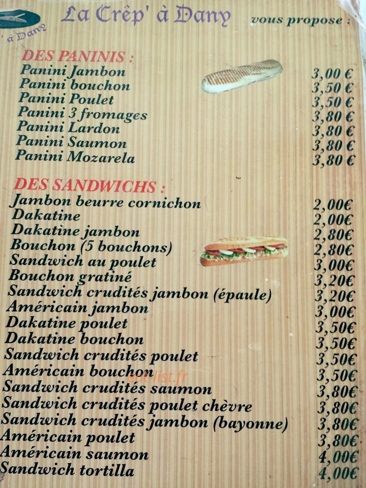 La Crêp' à Dany — carte page 1