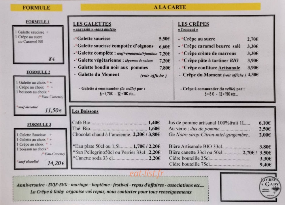 La crêpe à Gaby — carte page 1