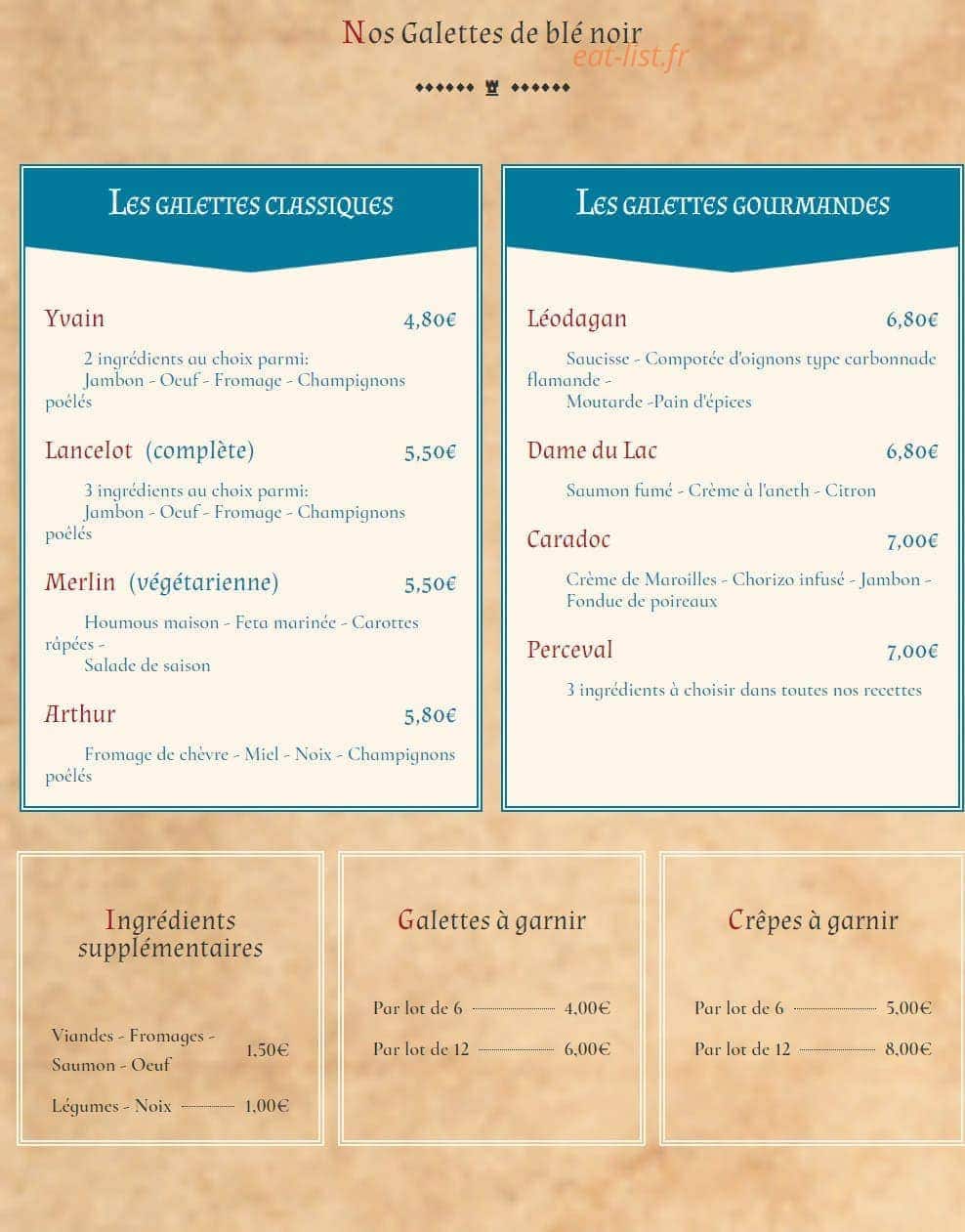 La Crêpe du Graal — carte page 1
