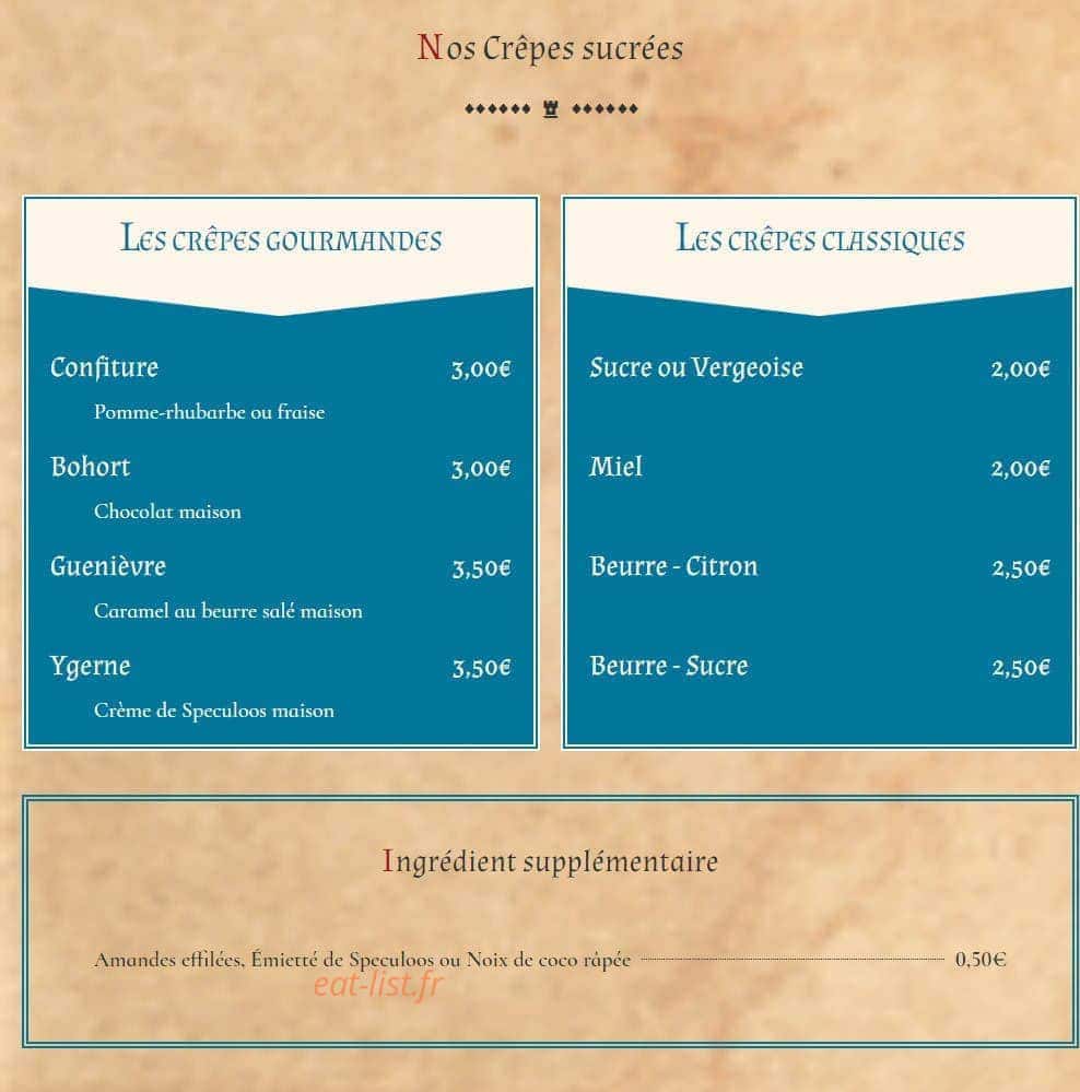 La Crêpe du Graal — carte page 3
