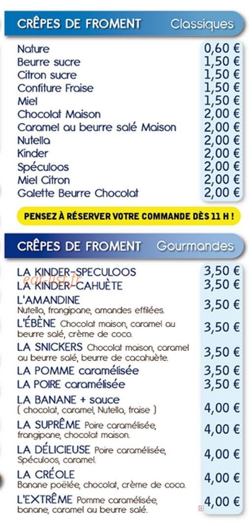 La Crêperie Ambulante — carte page 2