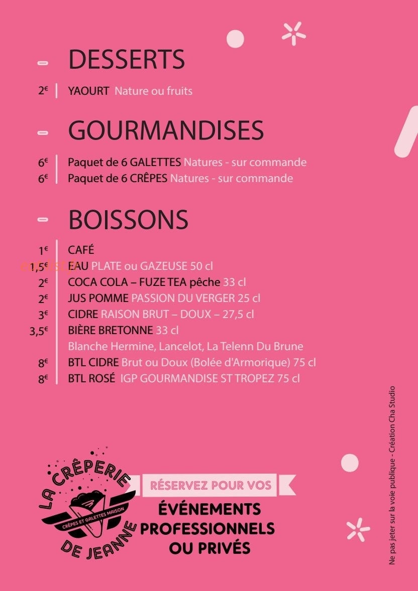 La Crêperie De Jeanne — carte page 4