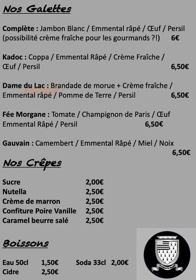 La Crêperie De Kamelott — carte page 1